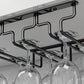 Contemporary Metal Wine Glass Rack Hanging Glass & Stemware Holder in Black