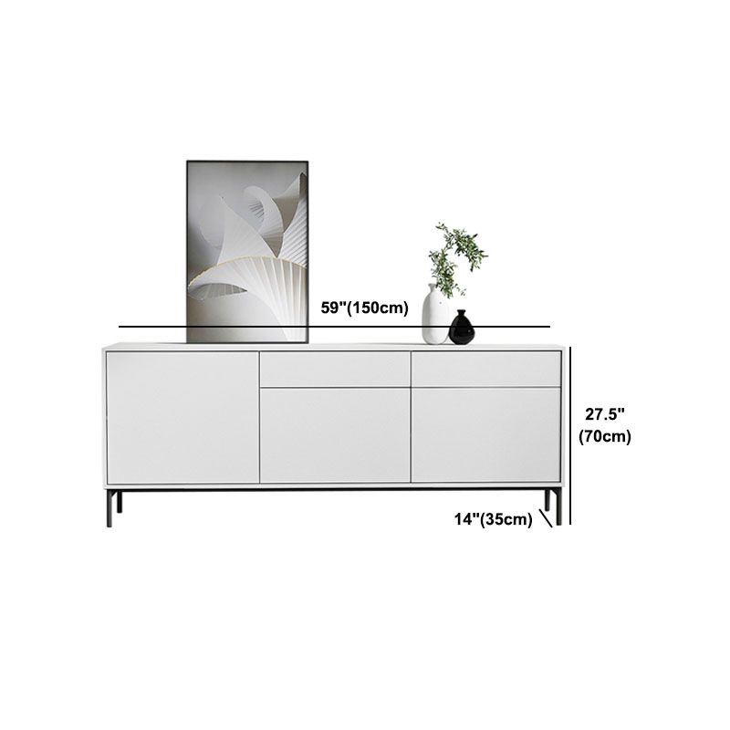 Server di legno ingegnerizzato bianco server contemporaneo con cassetti e porte