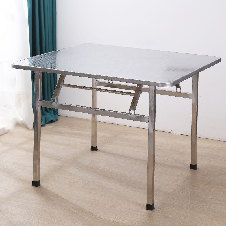 Industrial Square Stainless Steel Dining Table Standard Silver Dining Table for Kitchen Clearhalo ' dining_table' 'Dining Tables & Seating' 'Dining Tables' 'furn' 'furn_dining_table' 'Furniture' 'furniture_dining_table' 'Kitchen & Dining Furniture' 'kitchen&dining_furn' 'kitchen' 'kitchen_dining_table' 1200x1200_7fe29a9e-1714-435f-96e7-93a410e73a4f