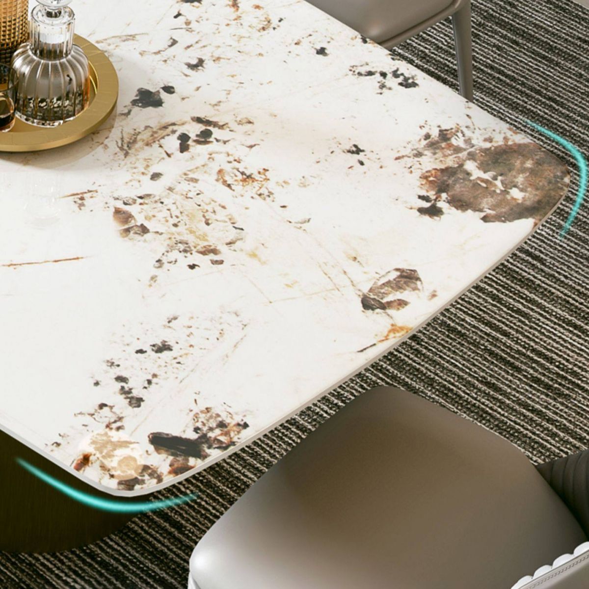 Glam 1/4/5/7 Pieces Dining Set Rectangular Double Pedestal Dining Set Clearhalo 'Dining Room Sets' 'Dining Tables & Seating' 'dining_room_set' 'furn' 'furn_dining_room_set' 'Furniture' 'furniture_dining_room_set' 'Kitchen & Dining Furniture' 1200x1200_7fe4079a-903e-468a-87c6-7cecab4a3407