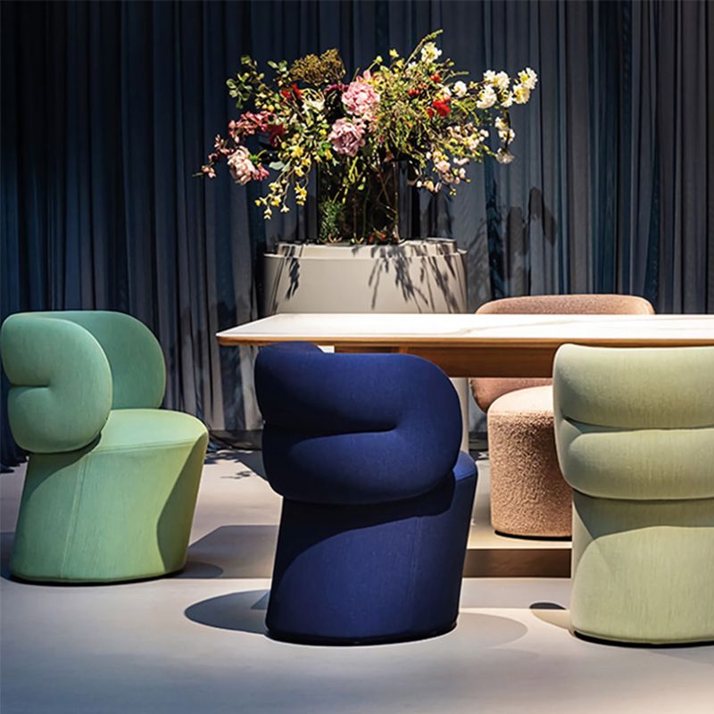 Stile nordico con sede a sedile in tessuto Sedia Parsons fissa senza braccio