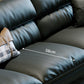 Schwarzes Sofa aus echtem Leder, Mid-Century Modern, Pillow-Top-Arm-Sofa – 33,5" H