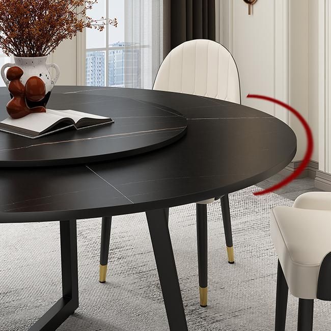 Round Sintered Stone Dining Table Modern Furniture with Double Pedestal for Home Clearhalo 'Dining Tables & Seating' 'Dining Tables' 'dining_table' 'furn' 'furn_dining_table' 'Furniture' 'Kitchen & Dining Furniture' 1200x1200_7fe8181f-4637-409d-90ce-36fd8af6b0a8