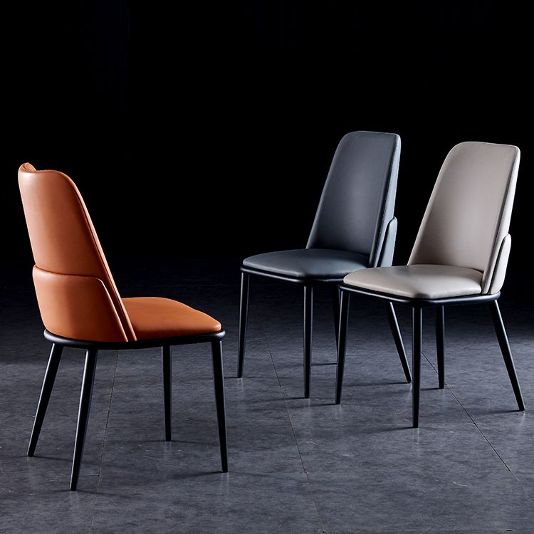 Contemporary Metal Dining Room Chairs Armless PU Leather Dining Chairs for Home Use Clearhalo ' kitchen&dining_furn' 'Dining Chairs' 'Dining Tables & Seating' 'dining_chair' 'furn' 'furn_dining_chair' 'Furniture' 'furniture_dining_chair' 'Kitchen & Dining Furniture' 'kitchen' 1200x1200_7fe95ce8-be2b-47db-a4ab-10dbb4a7e48e