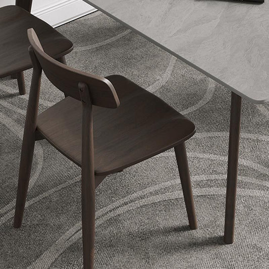 Mesa de comedor de estilo moderno Mesa de piedra sinterizada con base de madera