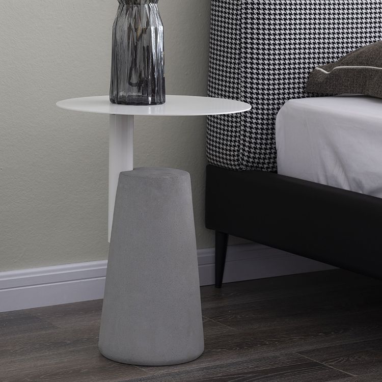 Round Iron Top End Table Concrete Pedestal Sofa Side Accent Table
