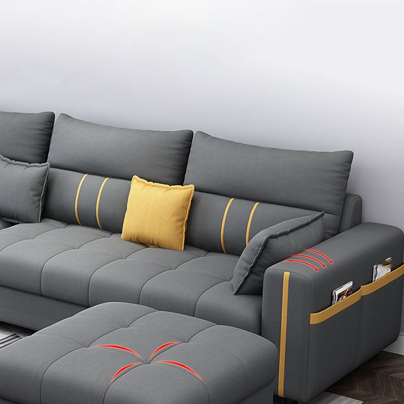Square Arm Cotton Blend and Faux Leather Sectionals Sofas with Storage Clearhalo 'furn' 'furn_sectionals' 'Furniture' 'furniture_sectionals' 'kitchen' 'kitchen_sectionals' 'Living Room Furniture' 'Sectionals' 1200x1200_7fea8076-20ea-4ee6-a6ec-11aecb2f9334