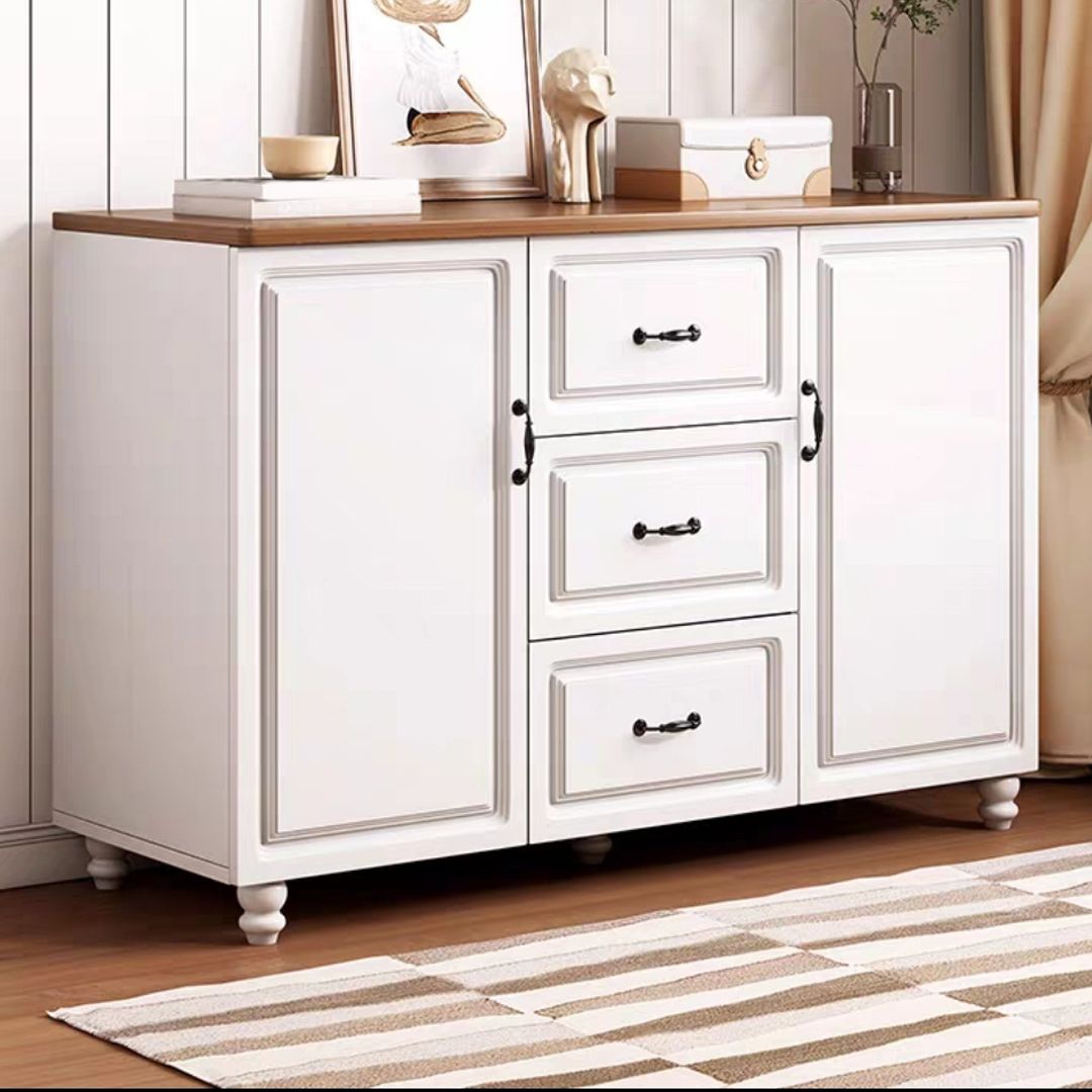 Mid-Century Modern Rectangle Accent Cabinet with Bun Feet and Drawers