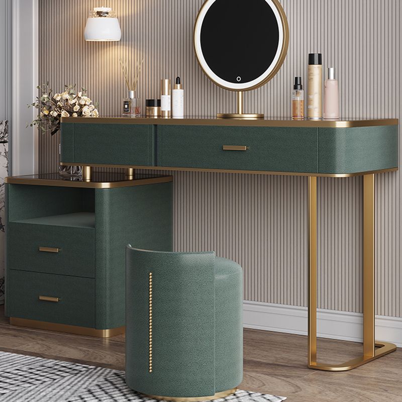 Glas Top Waschtisch 2-Drawer Stuhl Eitelkeit mit Lichternspiegel