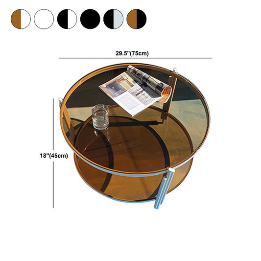 Modern Round Coffee Table 3 Legs Glass Top Coffee Cocktail Table for Living Room Clearhalo 'Coffee & Accent Tables' 'Coffee Tables' 'coffee_tables' 'furn' 'furn_coffee_tables' 'Furniture' 'Living Room Furniture' 1200x1200_7feb8608-52ad-4c9c-bc3d-0f0e16cd1f7d