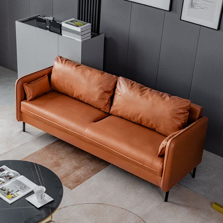 Quadratarm Faux Ledersofa Id Century Lose Rücken -Einzelkissen -Sofa