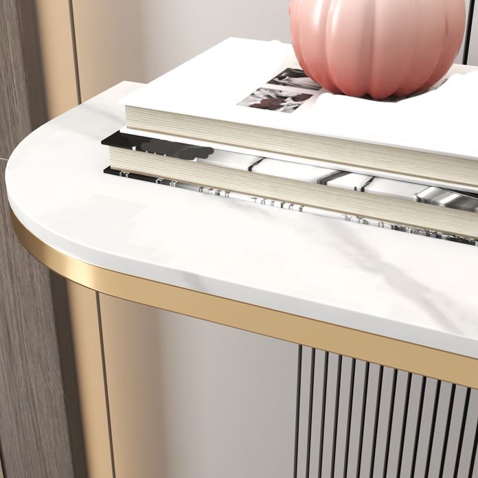 Tavolo da tavolo resistente alla macchia Tabella glam di pietra 11.81 "W x 31.49" H Half Moon Tavolo