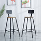 Industrial Round Counter Chair Wood and Metal Bar and Counter Stool with Footrest
