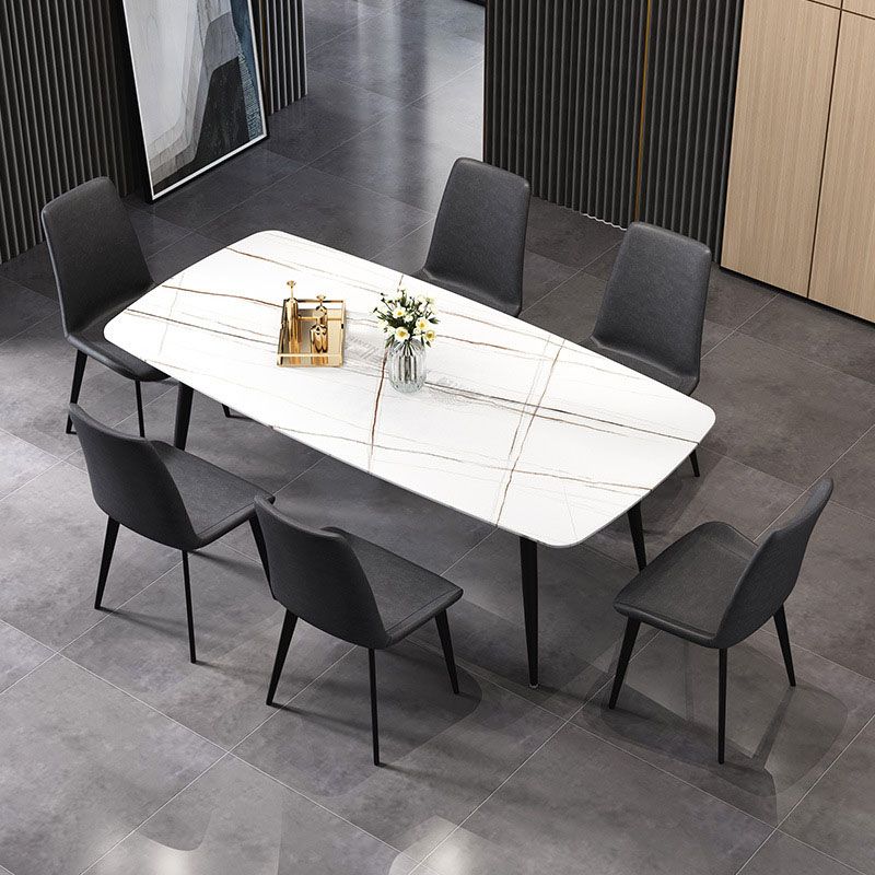 Rectangle Stone Top Dining Table Contemporary Dining Table with 4 Legs Clearhalo 'Dining Tables & Seating' 'Dining Tables' 'dining_table' 'furn' 'furn_dining_table' 'Furniture' 'furniture_dining_table' 'Kitchen & Dining Furniture' 'kitchen' 'kitchen_dining_table' 1200x1200_7fecbba6-ea88-4b25-9d21-e0de470d86f5
