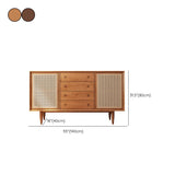 Servitore a buffet di vimini contemporanei in legno massiccio di pine