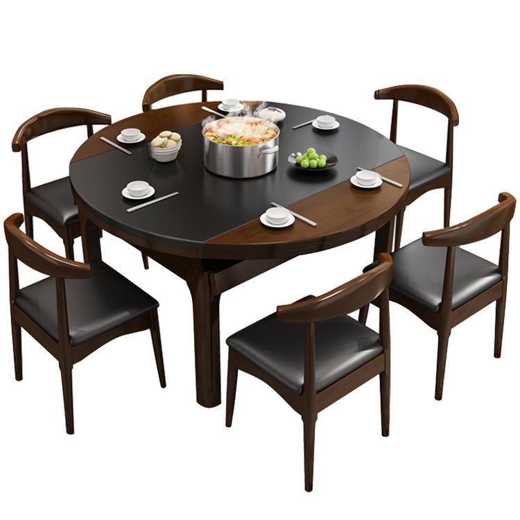 Mesa de comedor de cocina contemporánea, mesa de comedor extensible de madera maciza con 4 patas