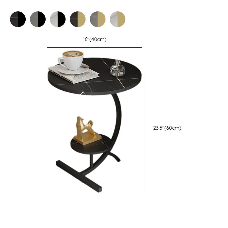 Minimalism Slate and Metal Single Coffee Table Frame Round Glam Coffee Table Clearhalo 'Coffee & Accent Tables' 'Coffee Tables' 'coffee_tables' 'furn' 'furn_coffee_tables' 'Furniture' 'Living Room Furniture' 1200x1200_7fefaf12-626f-4340-9fe5-0480c55db585