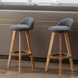 北欧のアームレスバックレストカウンタースツールラバーウッドバースツール付きペダル