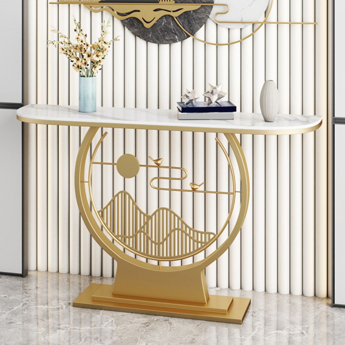 Tavolo di accento della console moderna Antique Console di divano console Tabella in pietra