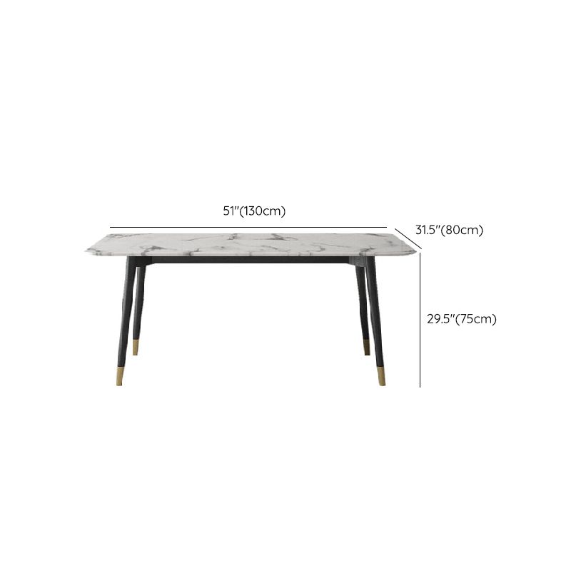Mesa de comedor rectangular Mid-Century Mesa de comedor de piedra con 4 patas