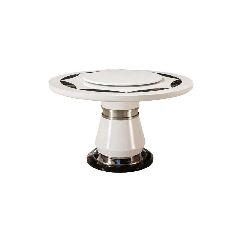 Marble Dining Table Round Pedestal Dining Site Table with Turntable Clearhalo 'Dining Tables & Seating' 'Dining Tables' 'dining_table' 'furn' 'furn_dining_table' 'Furniture' 'Kitchen & Dining Furniture' 1200x1200_7ff3854f-fe40-4d32-b1a4-64cc2610f249