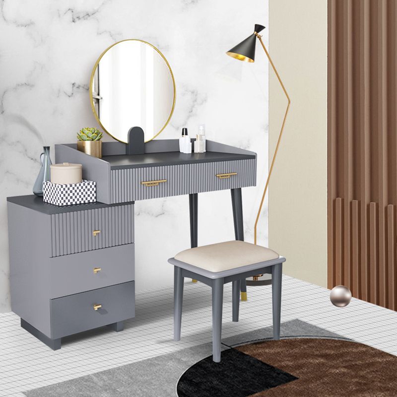 Gray Makeup Table with 5 Storage Drawers 19.68" Wide Vanity Tables Clearhalo 'Bedroom Furniture' 'furn' 'furn_makeup_vanities' 'Furniture' 'Makeup Vanities' 'makeup_vanities' 1200x1200_7ff4113a-cce6-4355-997f-39d51d9f6c1e