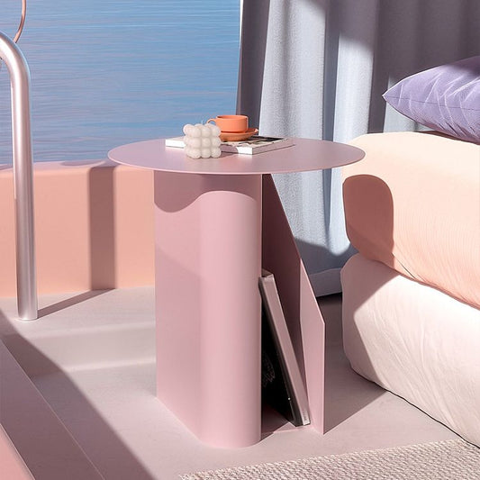 Metal End Table Mid-Century Round Side End Table with Storage