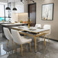 Contemporary Style Marble Table with White Table and 4 Gold Legs Base for Home Use Clearhalo 'Dining Room Sets' 'Dining Tables & Seating' 'dining_room_set' 'furn' 'furn_dining_room_set' 'Furniture' 'furniture_dining_room_set' 'Kitchen & Dining Furniture' 'kitchen&dining_furn' 'kitchen' 1200x1200_7ff506e2-76db-4c32-b245-8c66defc7c35