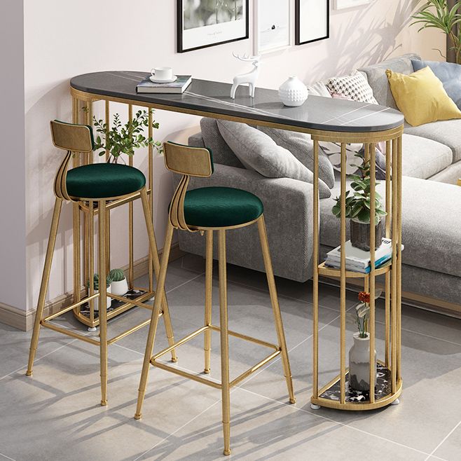 Set da pub fisso stile glam Set da tavolo da bancone ovale in pietra da 1/3 pezzi