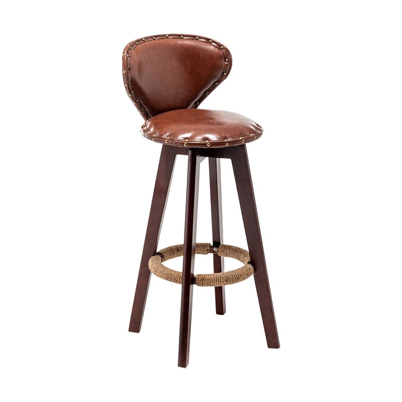 Scandinavian Wood Leather Counter Stools Low Back Bar Stools with Round Seat Clearhalo 'Bar Furniture' 'Bar Stools' 'bar_stools' 'furn' 'furn_bar_stools' 'furniture_bar_stools' 'Kitchen & Dining Furniture' 'kitchen&dining_furn' 'kitchen' 'kitchen_furn' Furniture' 1200x1200_7ff6277b-9ede-430a-bab8-628ea1210cff