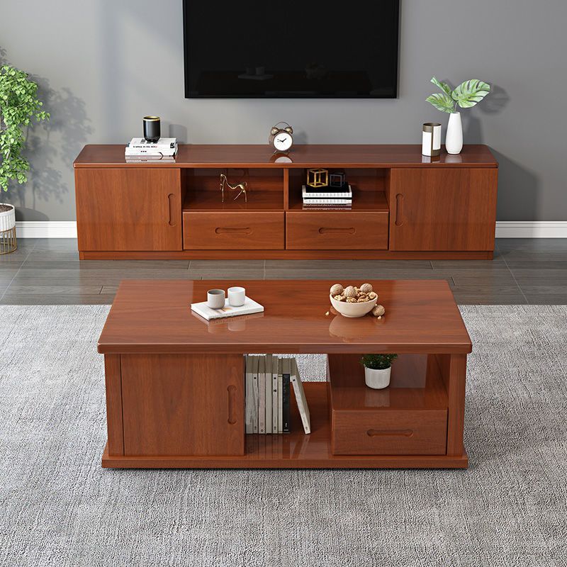 Soporte de televisión tradicional de 13.78 "D Consola de TV de madera con cajones y 2 puertas