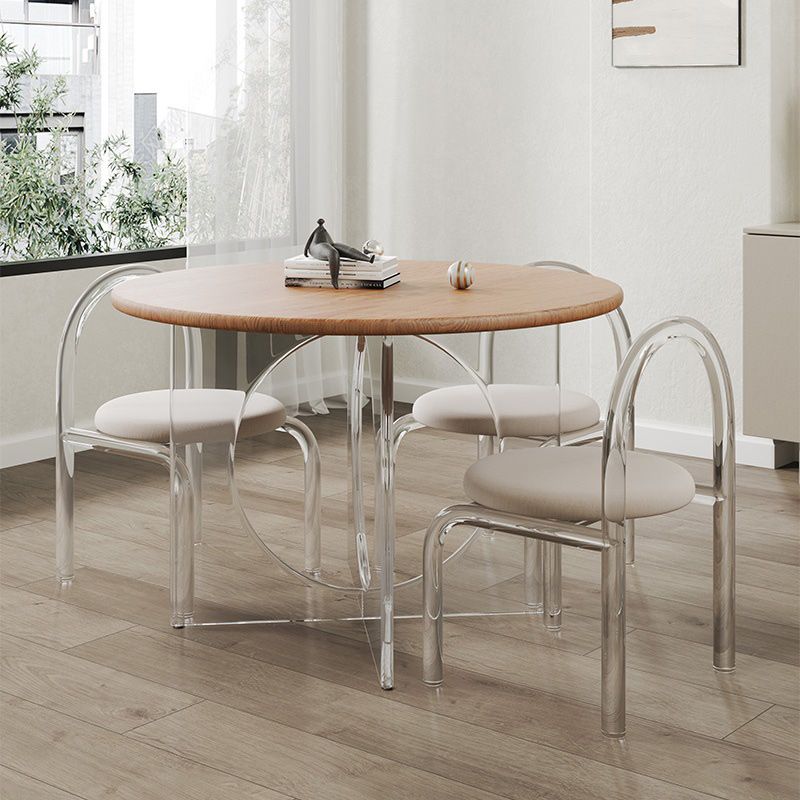 Solid Wood Top Dining Set 1/2/3/4/5 Pcs Kitchen Table and Chairs with Acrylic Frame Clearhalo 'Dining Room Sets' 'Dining Tables & Seating' 'dining_room_set' 'furn' 'furn_dining_room_set' 'Furniture' 'Kitchen & Dining Furniture' 1200x1200_7ff74ba5-1694-4f74-954a-147767e27962