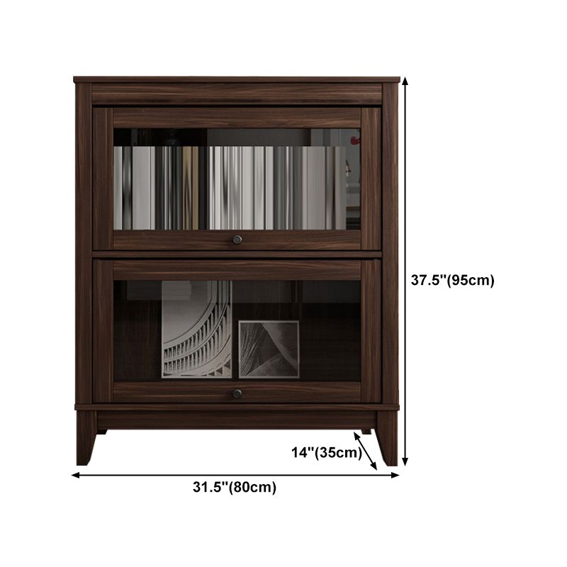 Espresso Shelf Bookcase Modern & Contemporary Bookshelf with Doors for Study Room