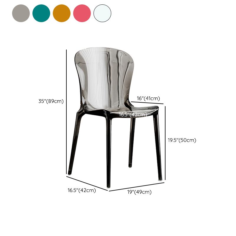 Eetkamer armloze eetkamerstoel plastic stapel zijkant