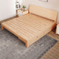 Modern Natural Solid Wood Standard Bed with Rectangular Headboard