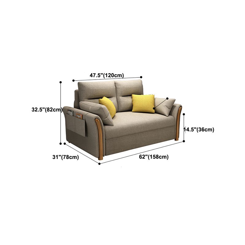 Cama de sofá de brazo acampanado de mezcla de algodón contemporánea con almohadas