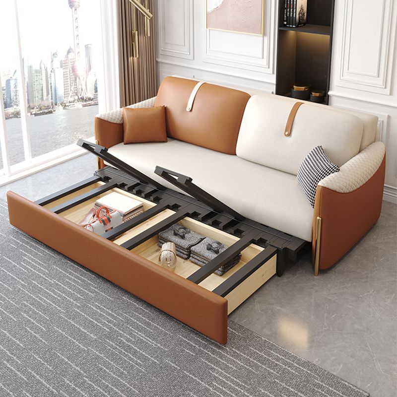 Square Arm Contemporary Faux Leather Stain Resistant Bed Sofa Couch with Pillows Clearhalo 'furn' 'furn_sofas' 'Furniture' 'Living Room Furniture' 'Sofa' 'sofas' 1200x1200_7ffc2840-46d5-4461-8672-e9f1617af5d8