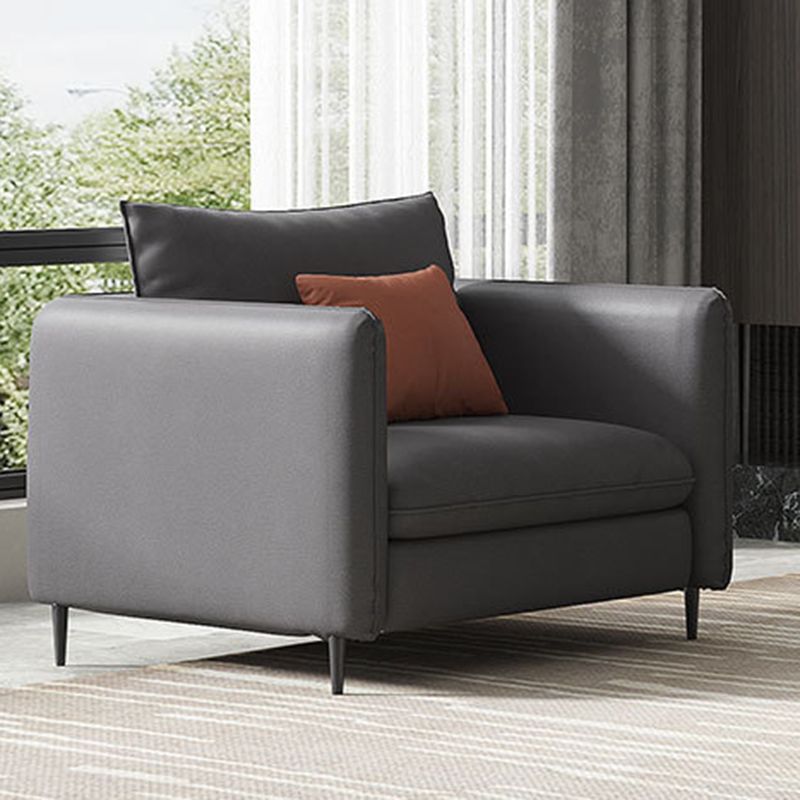 Banco contemporáneo de asentamiento de brazo cuadrado estándar con almohadas en gris