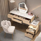 Mirrored Stone Top Makeup Vanity Desk White/Gray Dressing Table