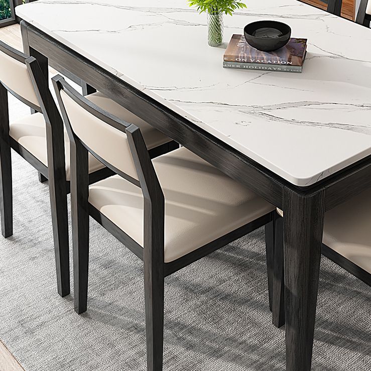 Modern White Sintered Stone Top Dining Set Kitchen Rectangle Shape Dining Set with 4 Legs Base Clearhalo 'Dining Room Sets' 'Dining Tables & Seating' 'dining_room_set' 'furn' 'furn_dining_room_set' 'Furniture' 'furniture_dining_room_set' 'Kitchen & Dining Furniture' 'kitchen&dining_furn' 'kitchen' 1200x1200_7fff2312-8a62-4f32-b517-227bd682b5b4