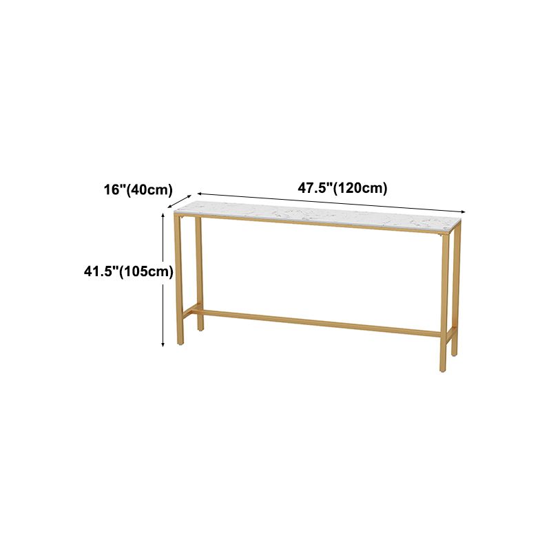 Glam White Faux Marble Pub Bar Table Indoor Gold Bar Dining Table Fixed Table, Only Table Clearhalo 'Bar Furniture' 'Bar Tables' 'bar_tables' 'furn' 'furn_bar_tables' 'Furniture' 'furniture_bar_tables' 'Kitchen & Dining Furniture' 'kitchen&dining_furn' 'kitchen' 1200x1200_7fff8b87-4d9c-4e57-ad2d-710035602bed
