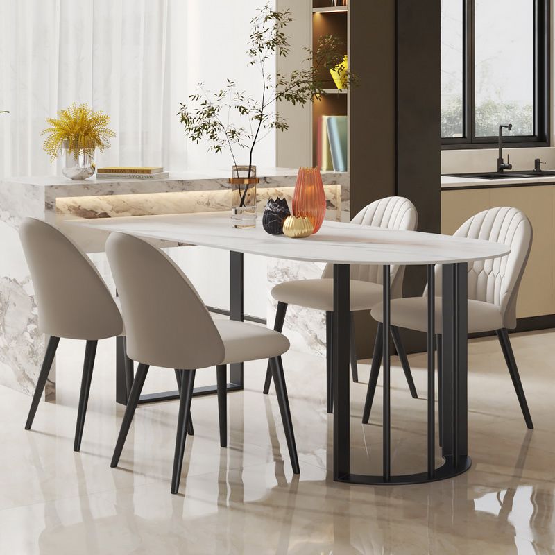 Metal Double Pedestal Dining Table Free Form Modern Dining Table