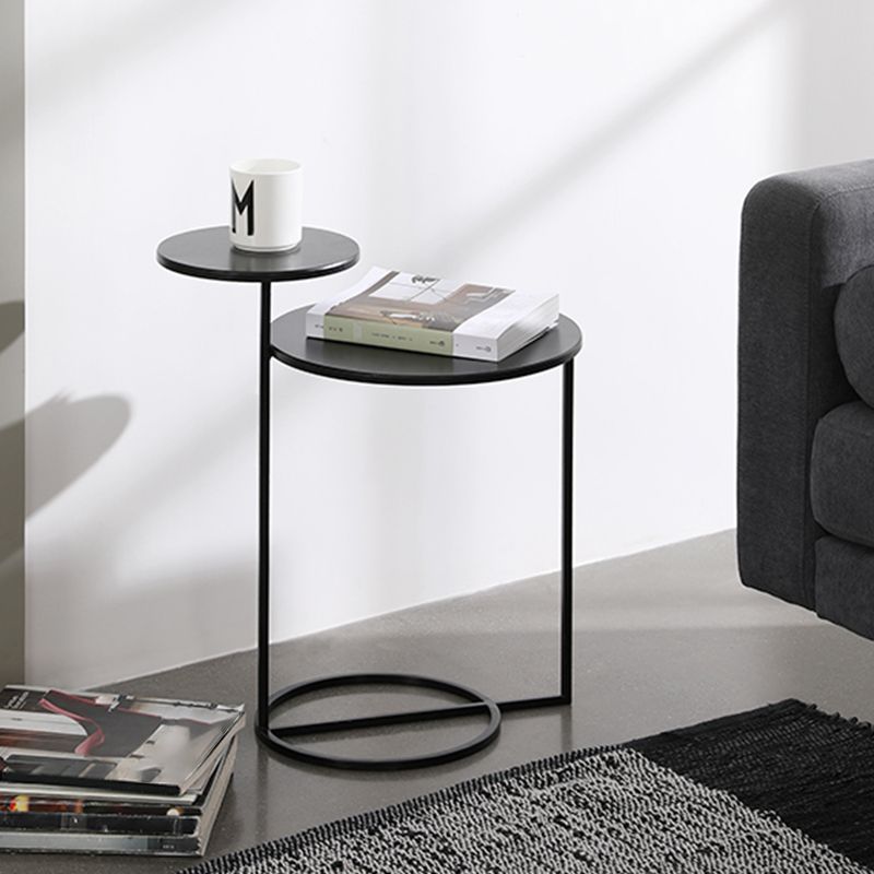 Mid-Century Modern Iron 2-Tier Side Table in Black and White Clearhalo 'Coffee & Accent Tables' 'End & Side Tables' 'end_side_tables' 'furn' 'furn_end_side_tables' 'Furniture' 'Living Room Furniture' 1200x1200_80024dff-5035-4ac1-924d-c3081531da6c