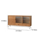 Credenza naturale a 2 tradri di legno moderna Credenza naturale con porta di vetro
