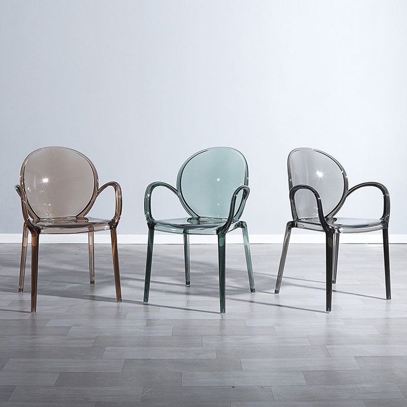 Home Dining Side Chair Kitchen Contemporary Plastic Dining Arm Chair