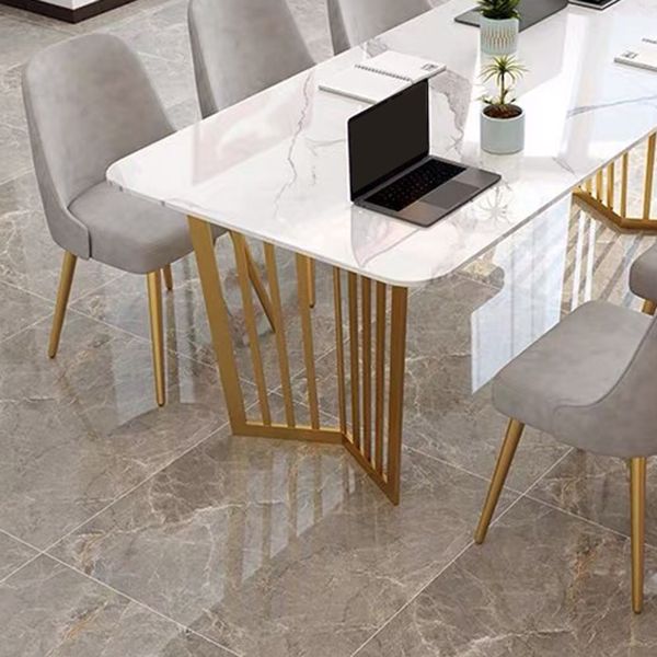 Rectangular Shaped Conference Table 2 Legs Writing Desk in White Clearhalo 'furn' 'furn_office_desk' 'Furniture' 'Office Desks' 'Office Furniture' 'office_desk' 1200x1200_80049b76-e630-4879-bc63-edade4390e1d