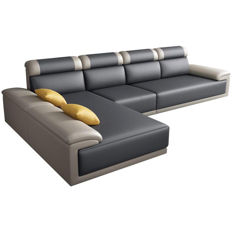 Faux Leather Pillow Top Arm Sectional with Pillowed Back Cushions for Living Room Clearhalo 'furn' 'furn_sectionals' 'Furniture' 'furniture_sectionals' 'kitchen' 'kitchen_sectionals' 'Living Room Furniture' 'Sectionals' 1200x1200_8008bc3d-d774-4716-a6a7-73f82f720430