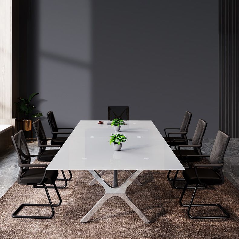 Tavolo da pranzo rettangolare contemporaneo in acciaio tavolo da pranzo in vetro per sala da pranzo