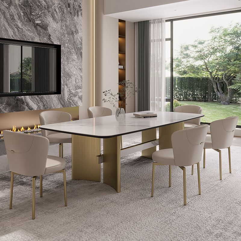 Set da tavolo rettangolare in pietra sinterizzata stile nordico glam Set da pranzo da 1/4/5/7 pezzi per la casa