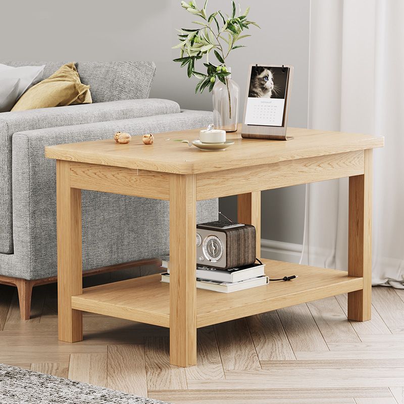 Mesa de esquina moderna de 4 patas Mesa al final del sofá de madera maciza con almacenamiento